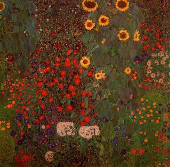 Gustav Klimt : Farm Garden with Sunflowers